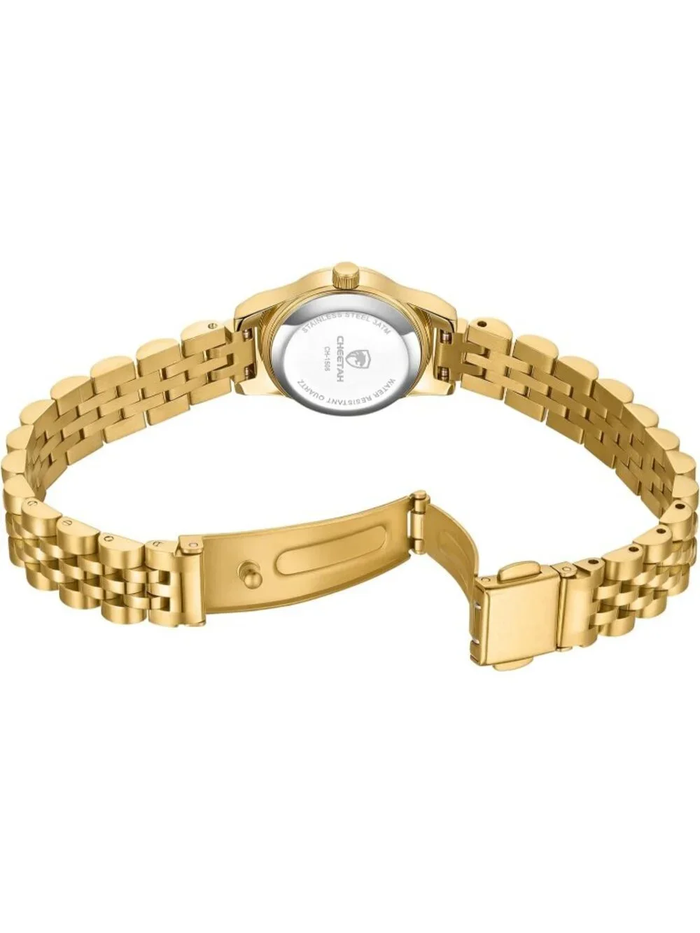 Women's Gold Small Round Dial Waterproof with Stainless Steel Bracelet Watchband